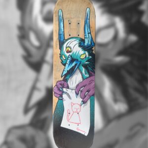 Skate « J‘ai fait un dessin », pièce unique, technique mixte